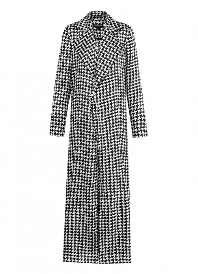 BLACK / WHITE HOUNDSTOOTH PRINTED DUSTER